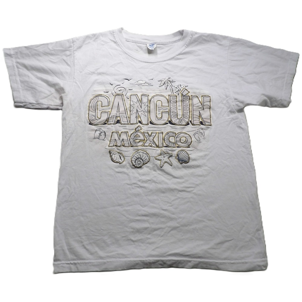 VTG 90s Splash Cancun Mexico Graphic TShirt White Cotton Short Sleeve Men Medium